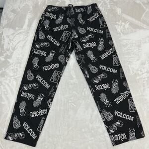 Volcom Pants Mens Small Black Elastic Waist Artist Vaderetro‎ Skater Punk Y2K